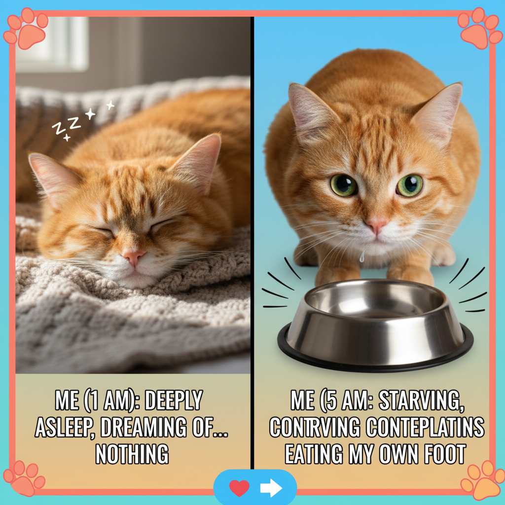 My pet: *sleeps 20 hours a day* Also my pet: 'I'm starving! Feed me now!'