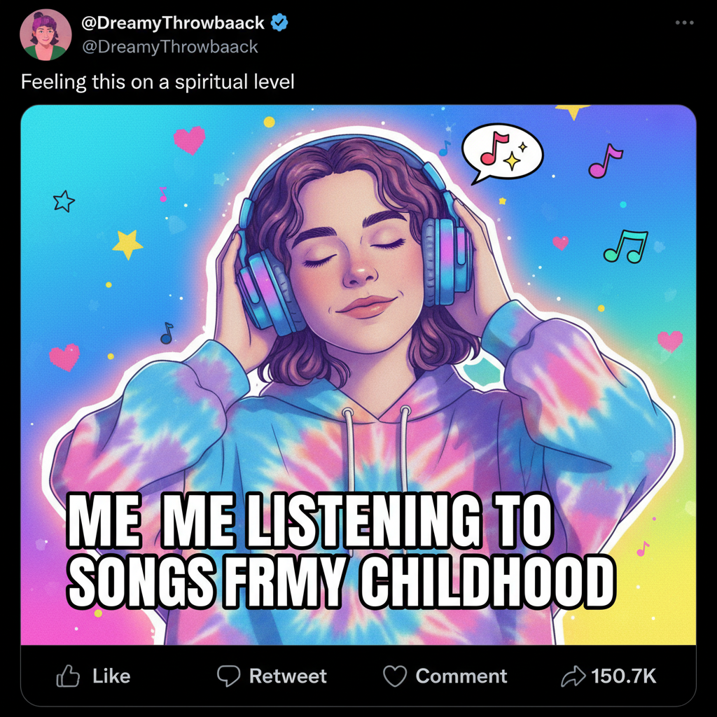 Hearing that one song from your childhood hits DIFFERENT. Instant time travel.