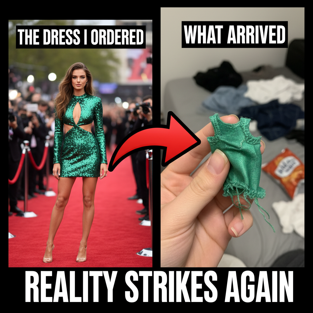 Ordered a 'chic mini dress,' got a doll's sock. Online shopping, you win again.