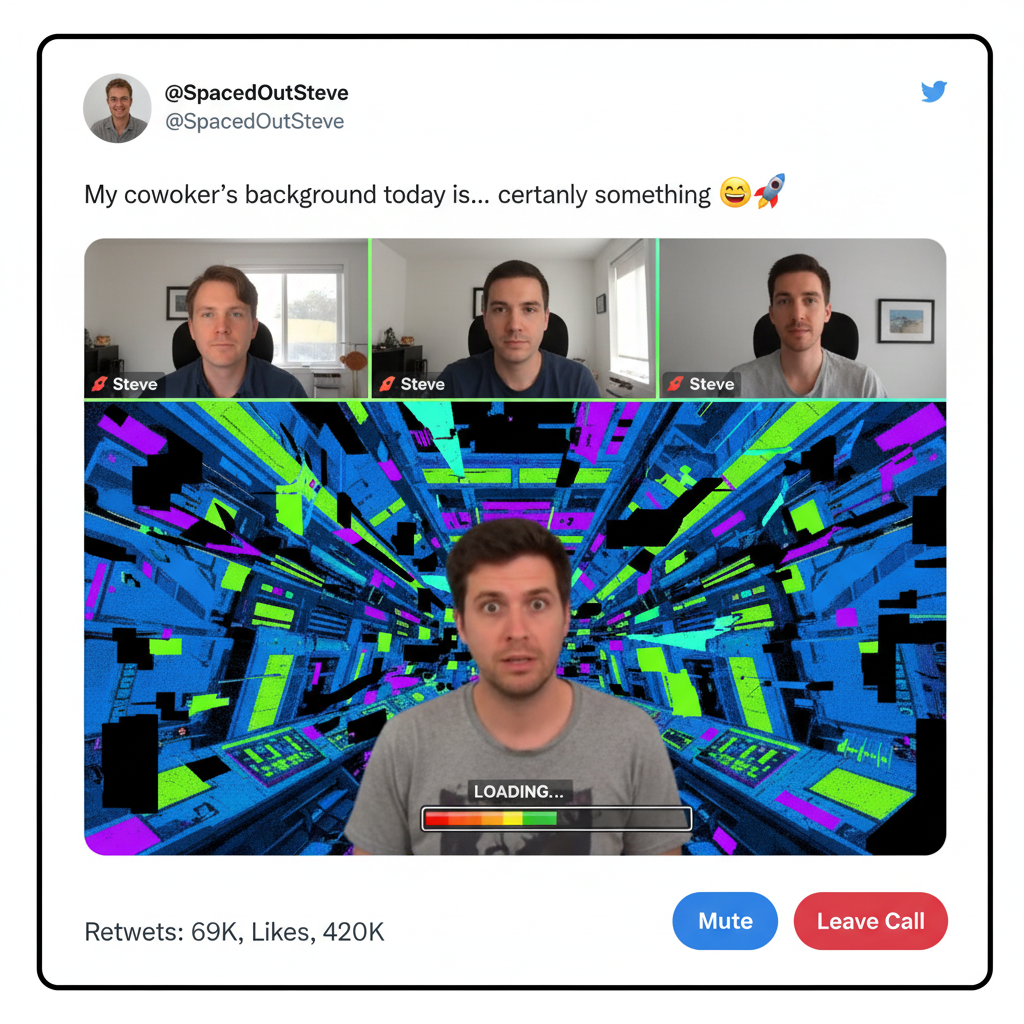 My Zoom background glitched and I looked like I was in a spaceship. Boss was not amused.