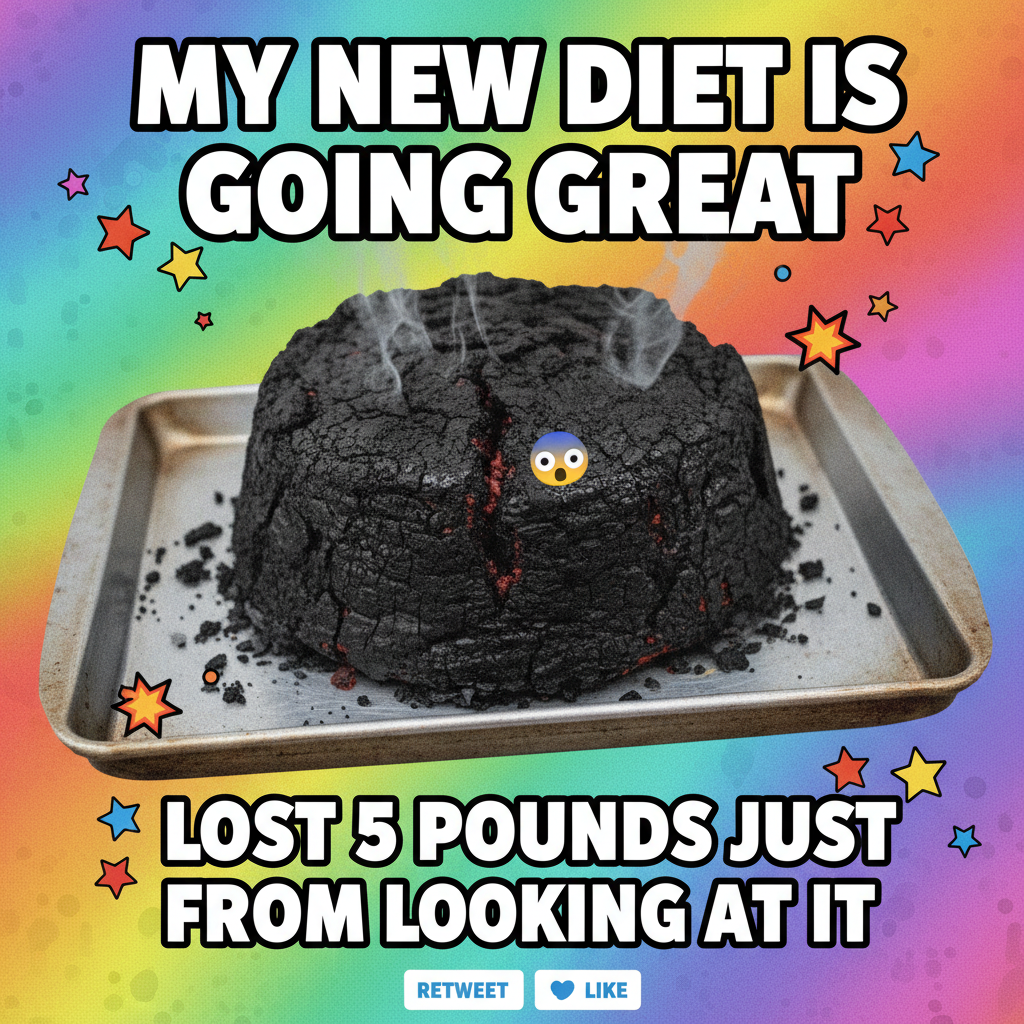 Attempted to bake a cake, ended up with a charcoal briquette. Still ate it.