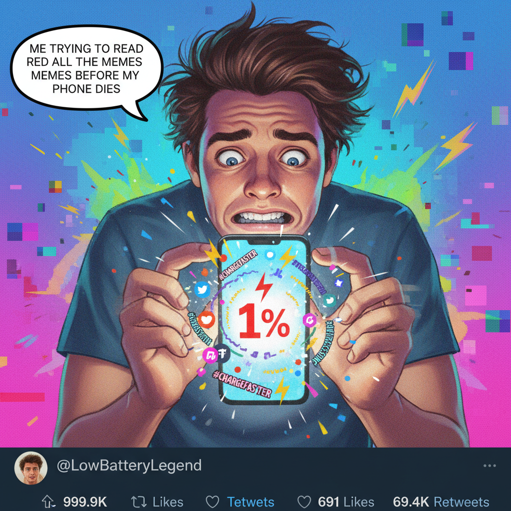 My phone battery is at 1%. My brain: 'Quick, check Twitter one last time!'