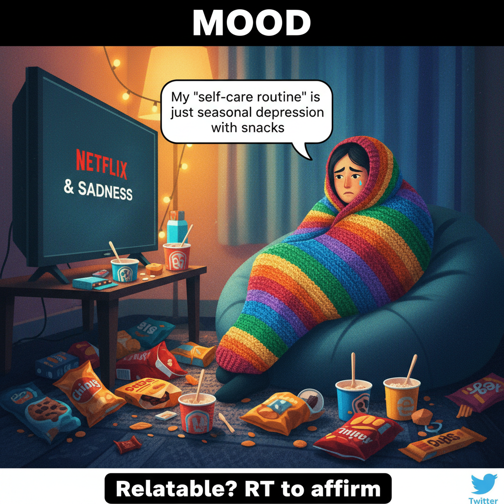 Seasonal depression hitting so hard I'm considering hibernating with a snack stash.