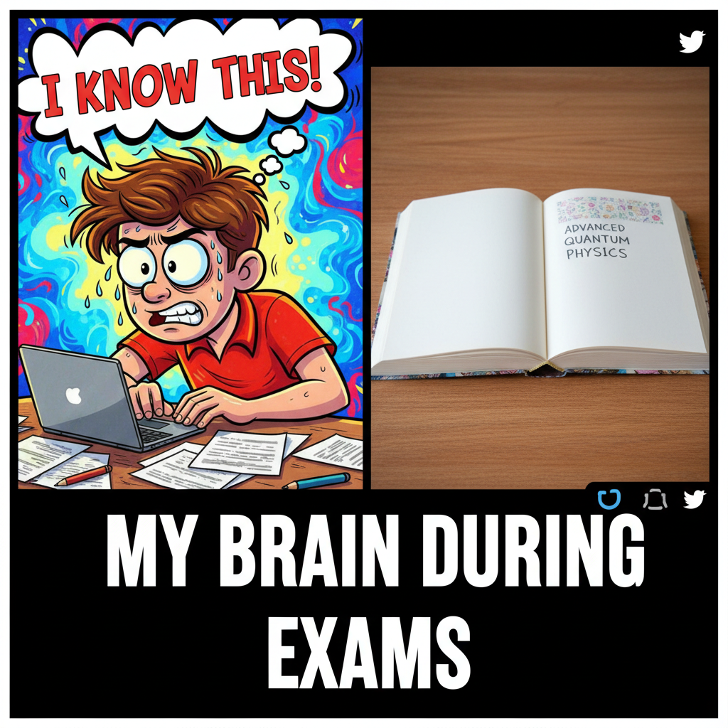 My brain during exam season: 'We've been over this!' My notes: 'Who are you?'