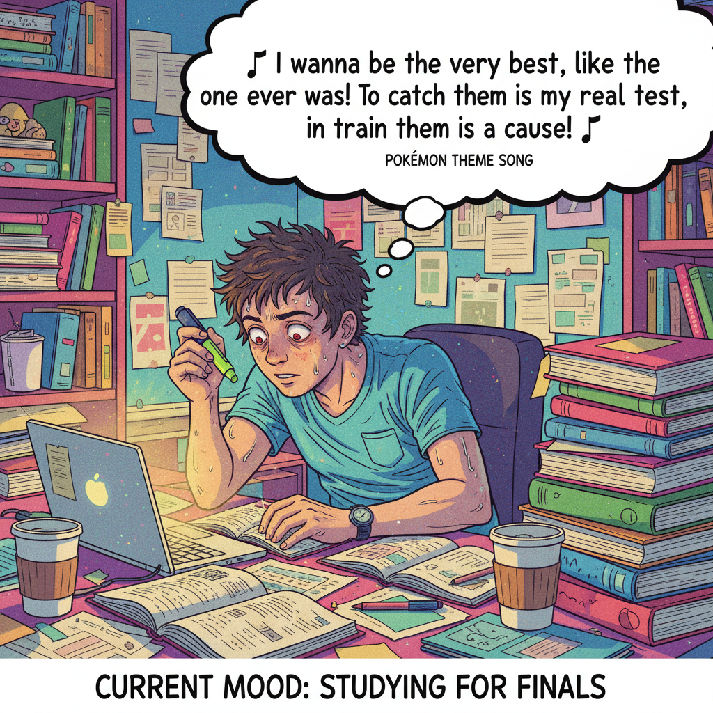 My brain during exams: 'You know this! Wait, no you don't. You know the theme song to that show.'