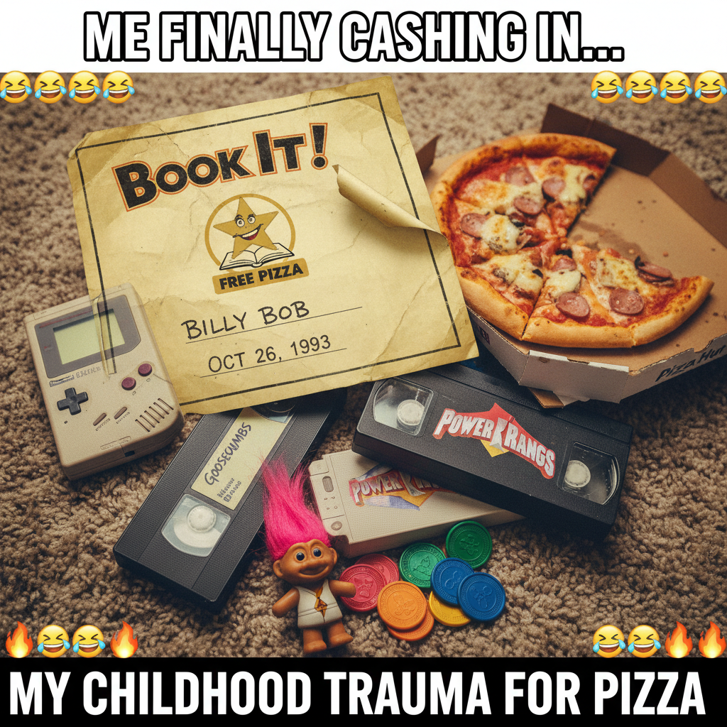 Finding a crumpled up 'Pizza Hut Book It!' certificate in an old box. Peak childhood.
