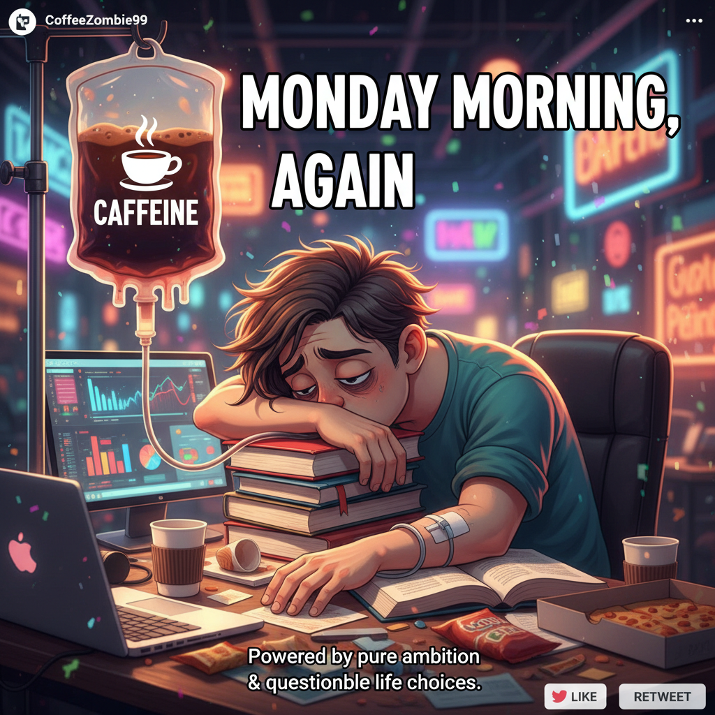 My Monday morning mood is currently 'coffee IV drip required.'
