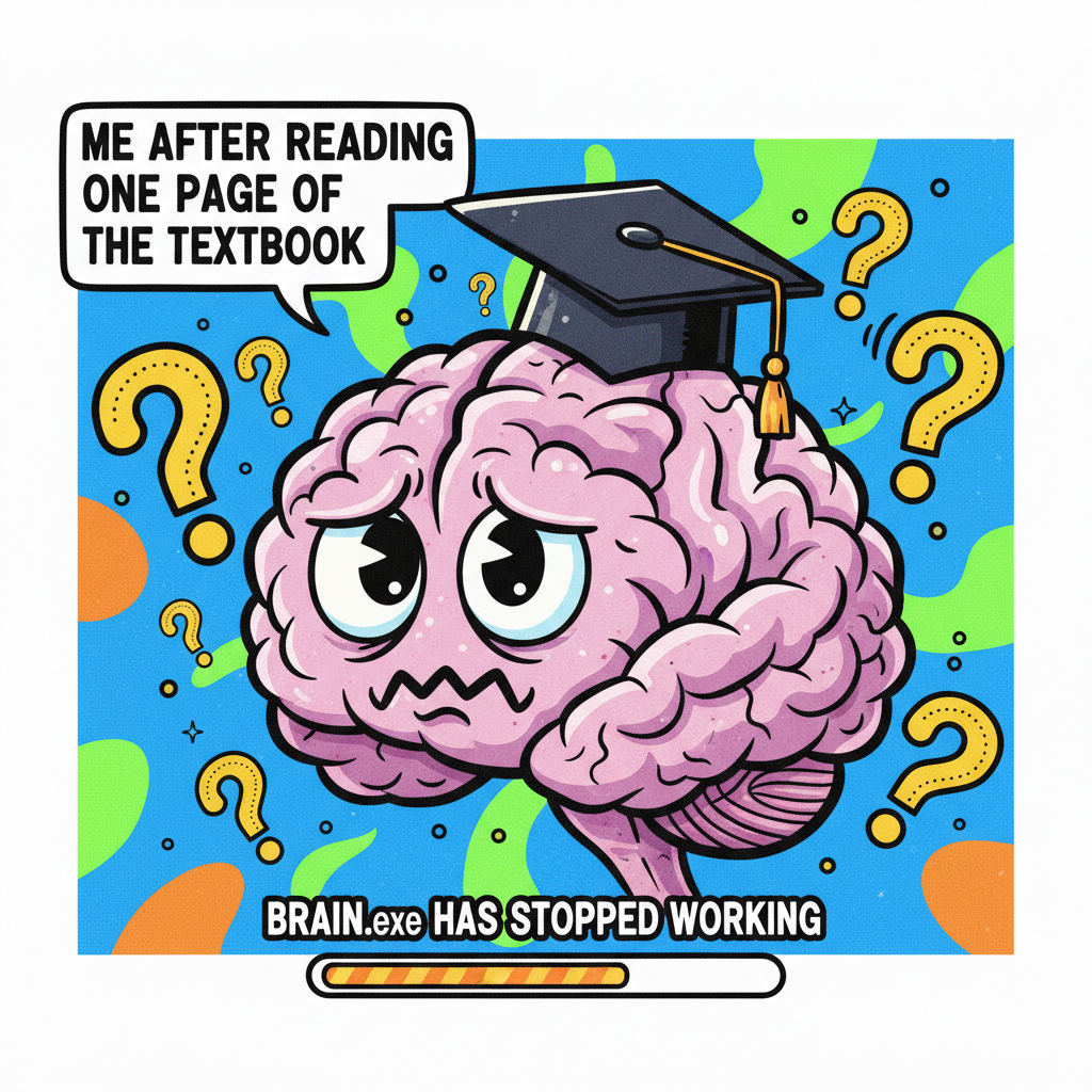 My brain during exams: 'You got this!' Also my brain: 'What's a mitochondria again?'