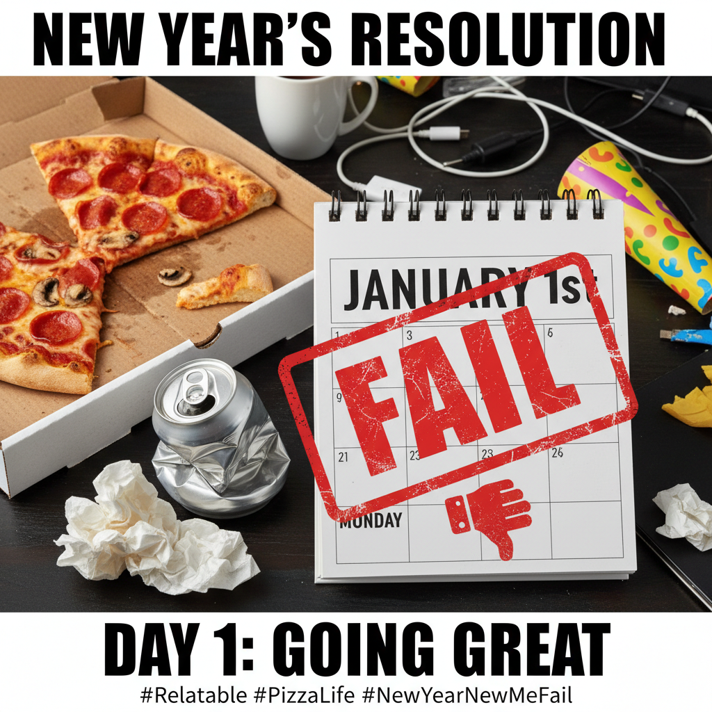 My New Year's resolution to 'be healthier' lasted until lunch on Jan 1st.