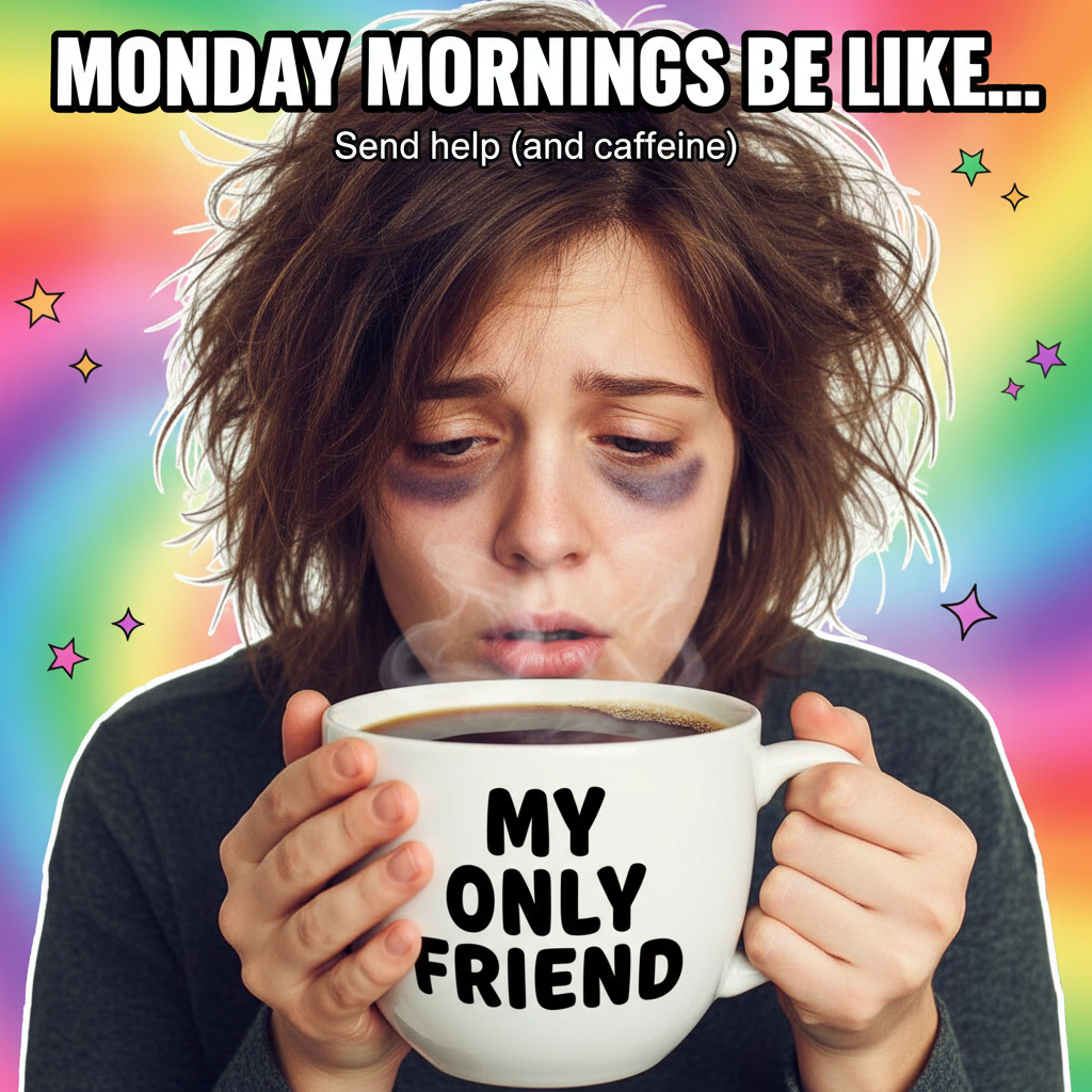 My Monday morning mood is currently sponsored by 3 cups of coffee and 0 will to live.