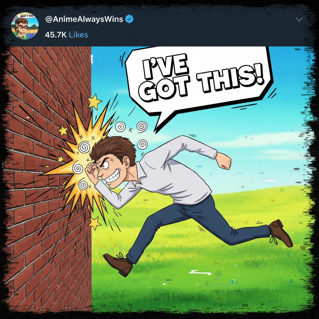 Me trying to use anime logic in real life: *runs dramatically into a wall*