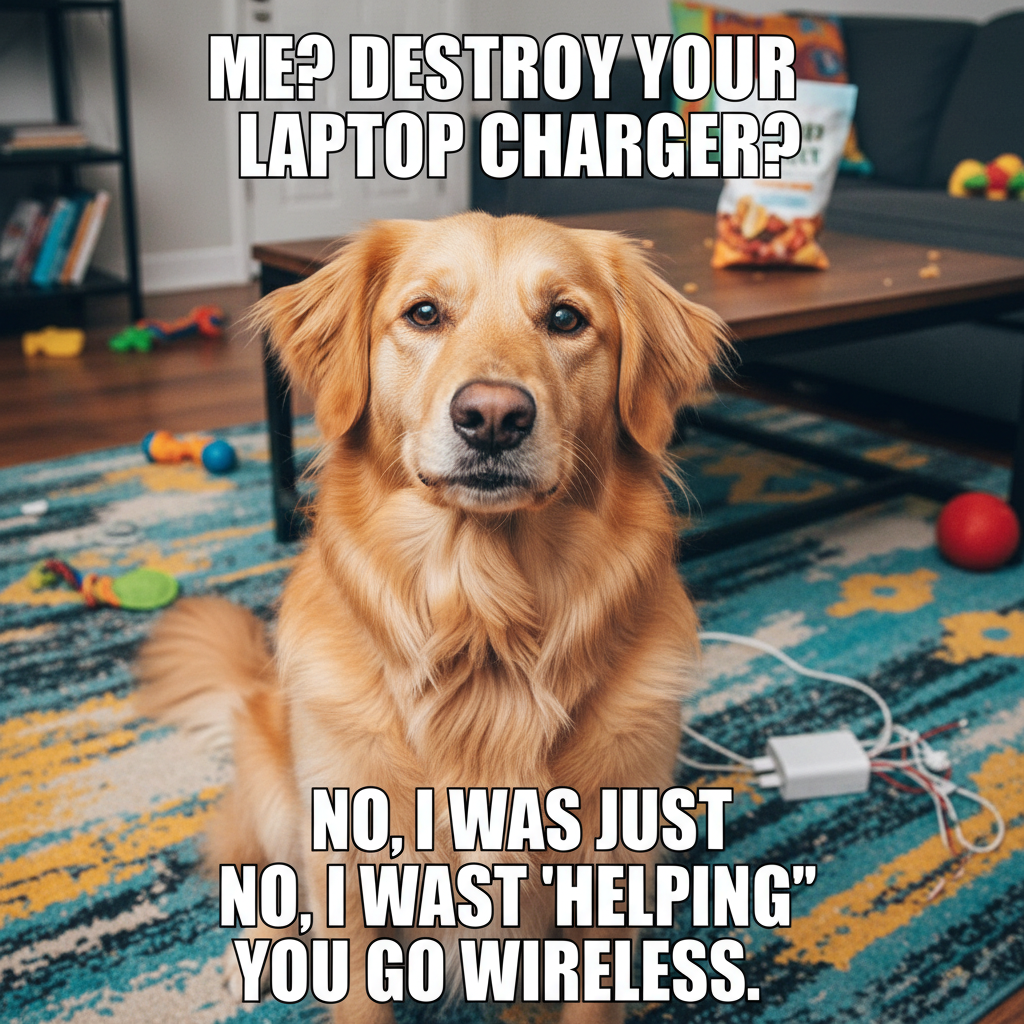 My dog just ate my homework. No, seriously. He ate my laptop charger.