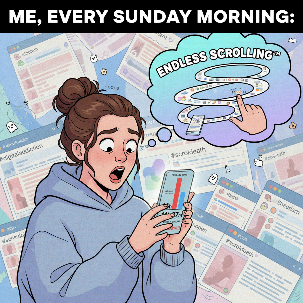 My screen time report just called me out. I spend more time scrolling than sleeping.