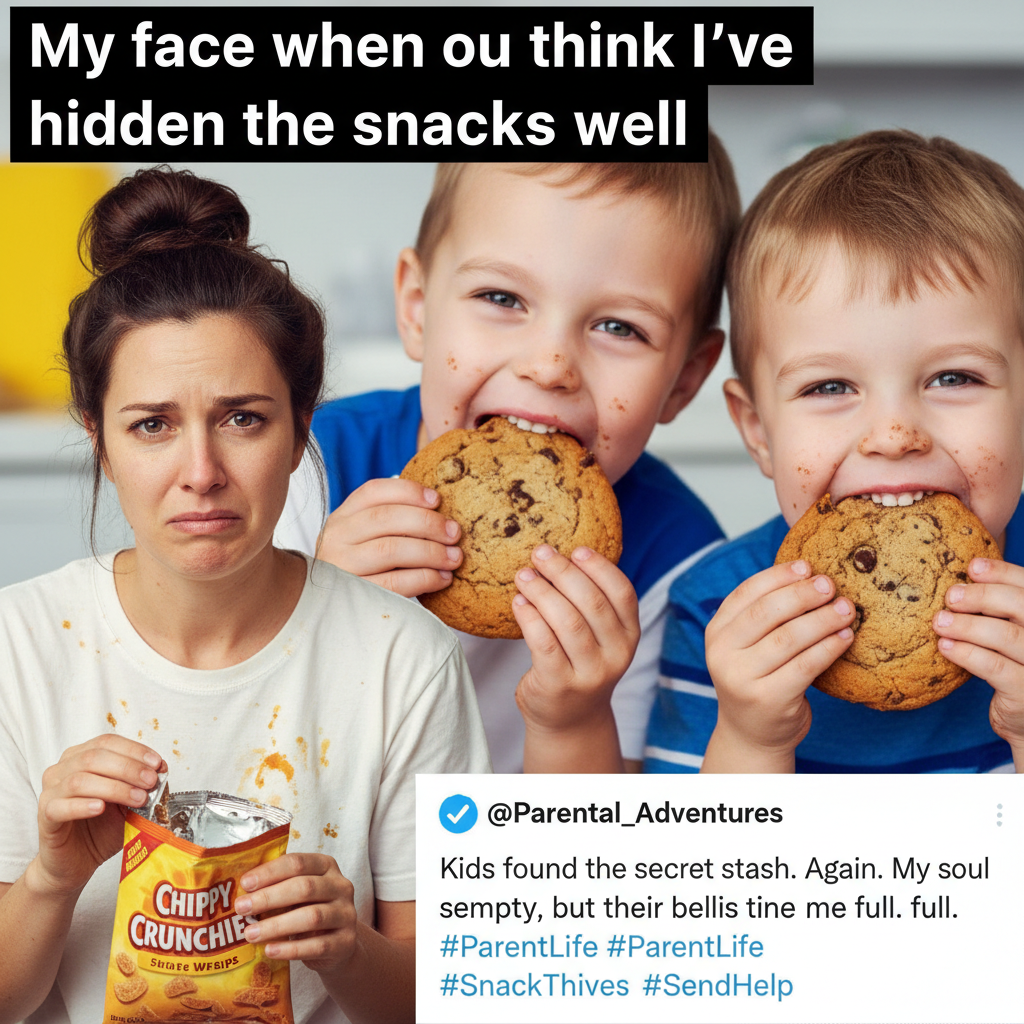 My kids found my 'secret' snack stash. It's fine. I didn't want those cookies anyway. *sobs*