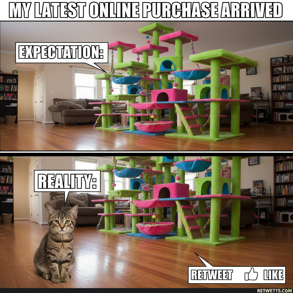 Bought a 'miniature' cat tree online. It's bigger than my car. My cat is unimpressed.