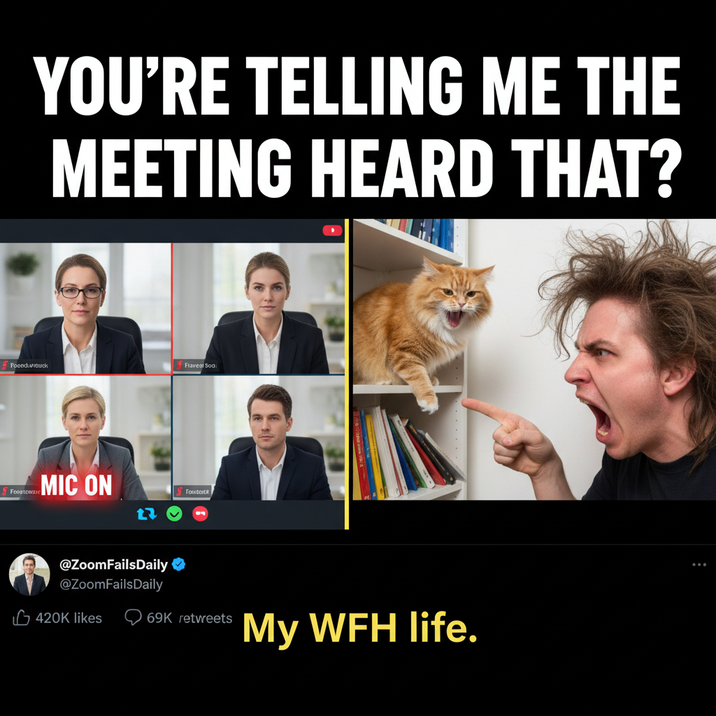 My mic was on during the Zoom meeting. Everyone heard me arguing with my cat.