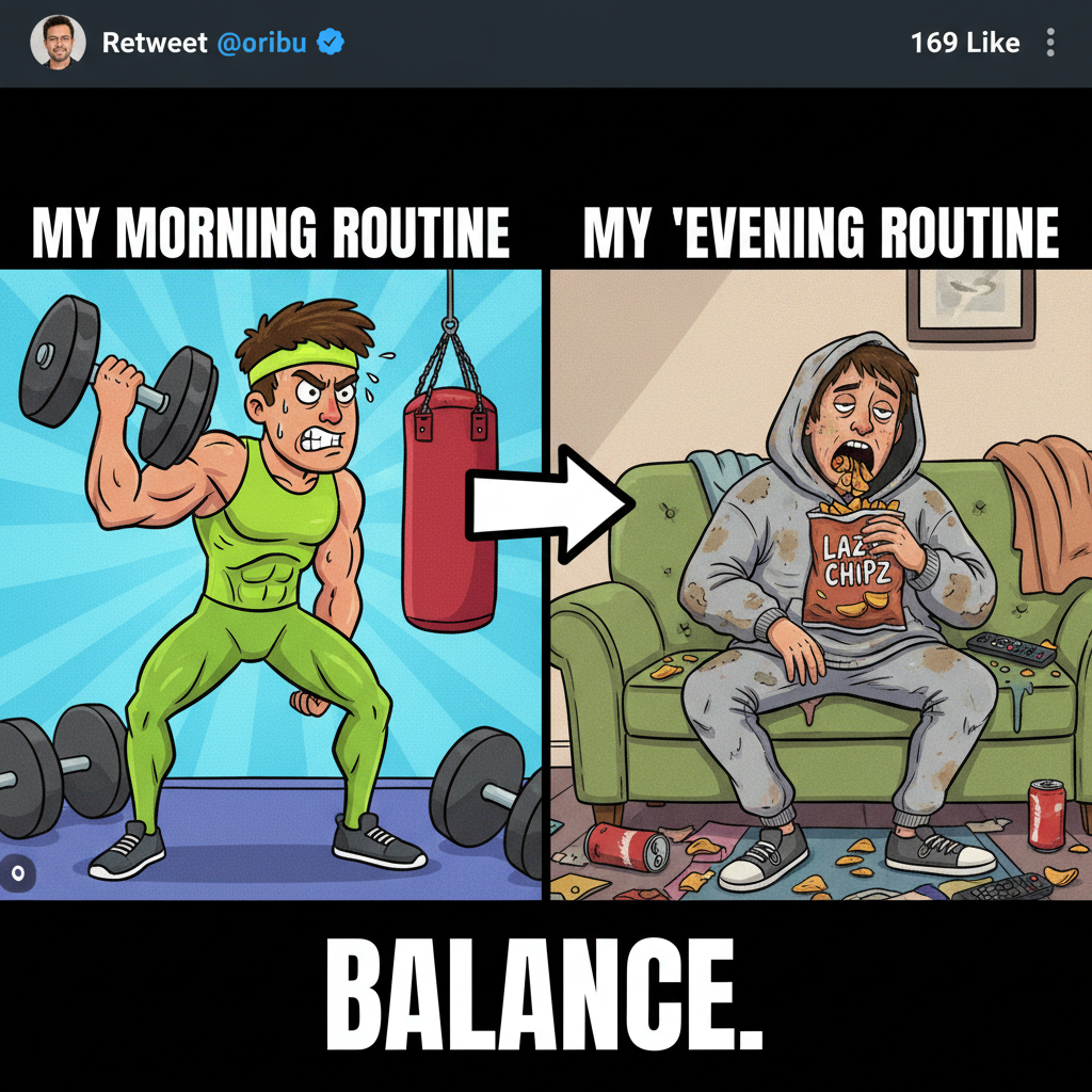 Me on Jan 1st vs. Me on Jan 2nd with my 'new year, new me' resolution. RIP gym membership.