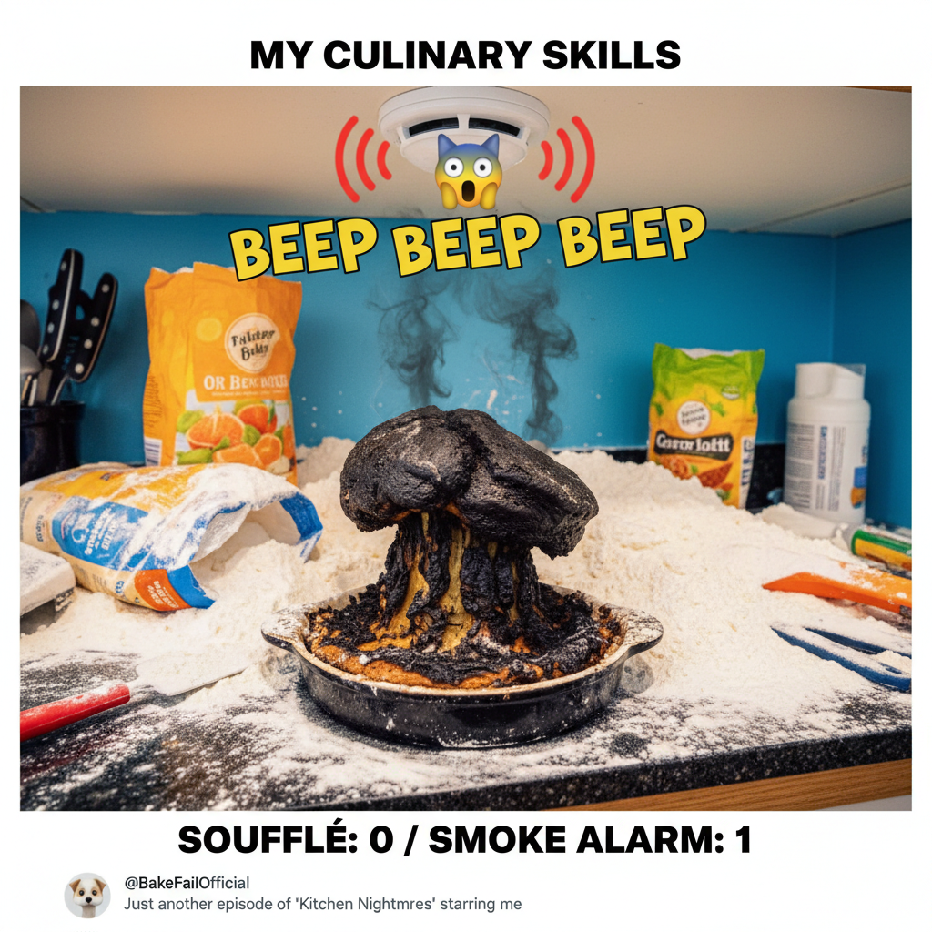 Tried to make a soufflé. Now my kitchen looks like a crime scene. #CookingFail