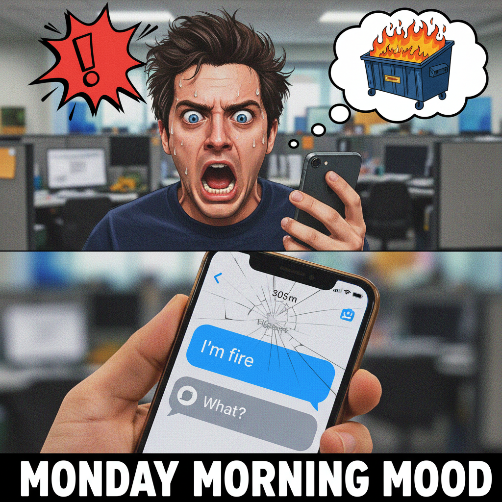 My phone autocorrected 'I'm fine' to 'I'm fire.' My boss thinks I'm quitting in a blaze of glory.