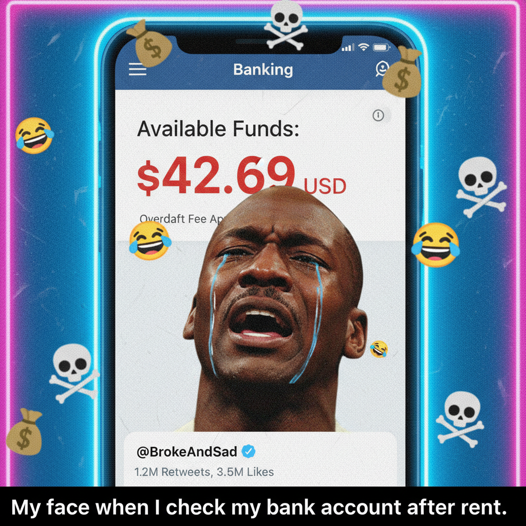 My face when I see my bank balance after payday. *insert crying Jordan meme*