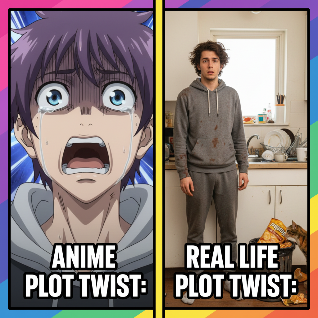 My brain trying to process real-life drama vs. an anime plot twist