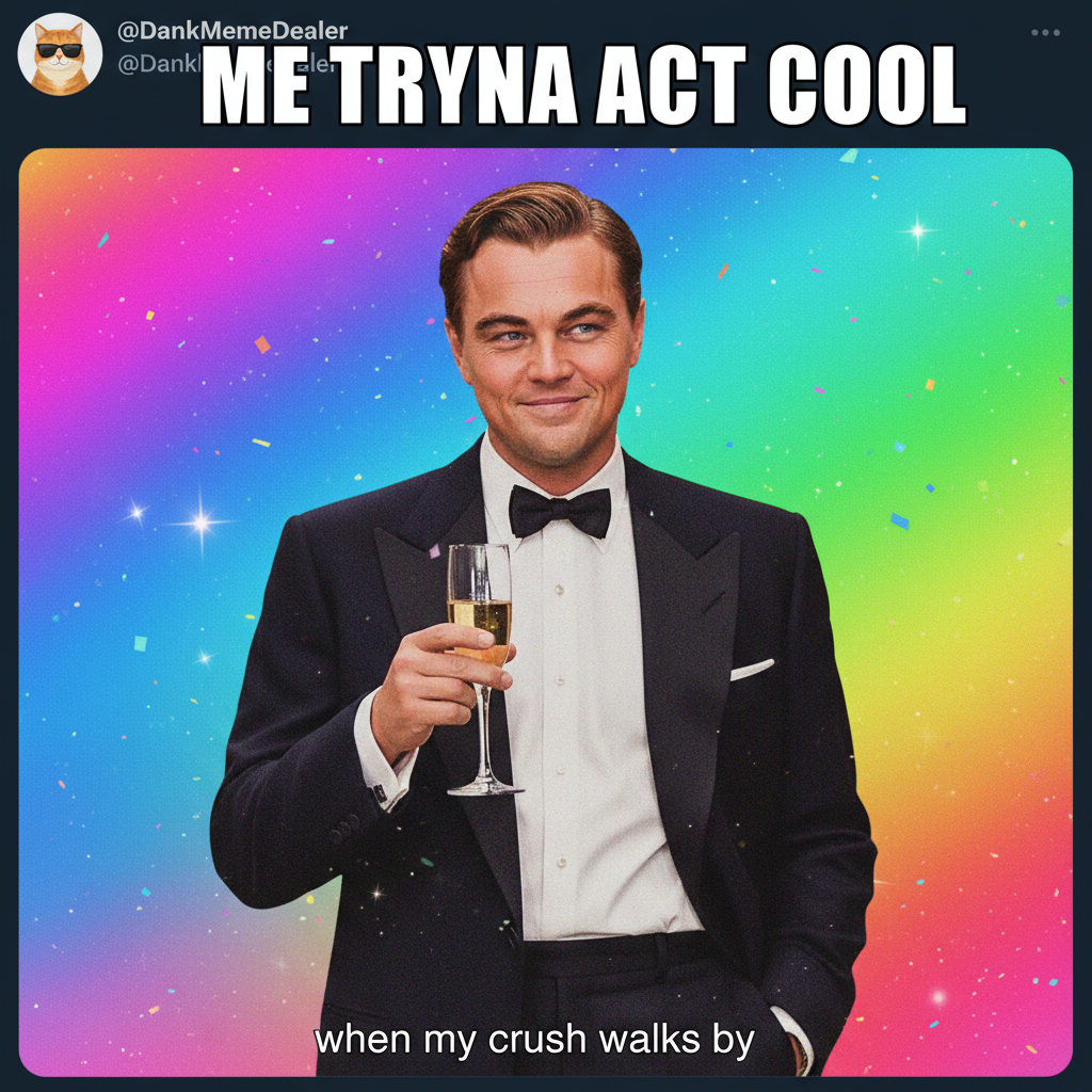 When you see your ex in public and try to act cool. (feat. DiCaprio meme)