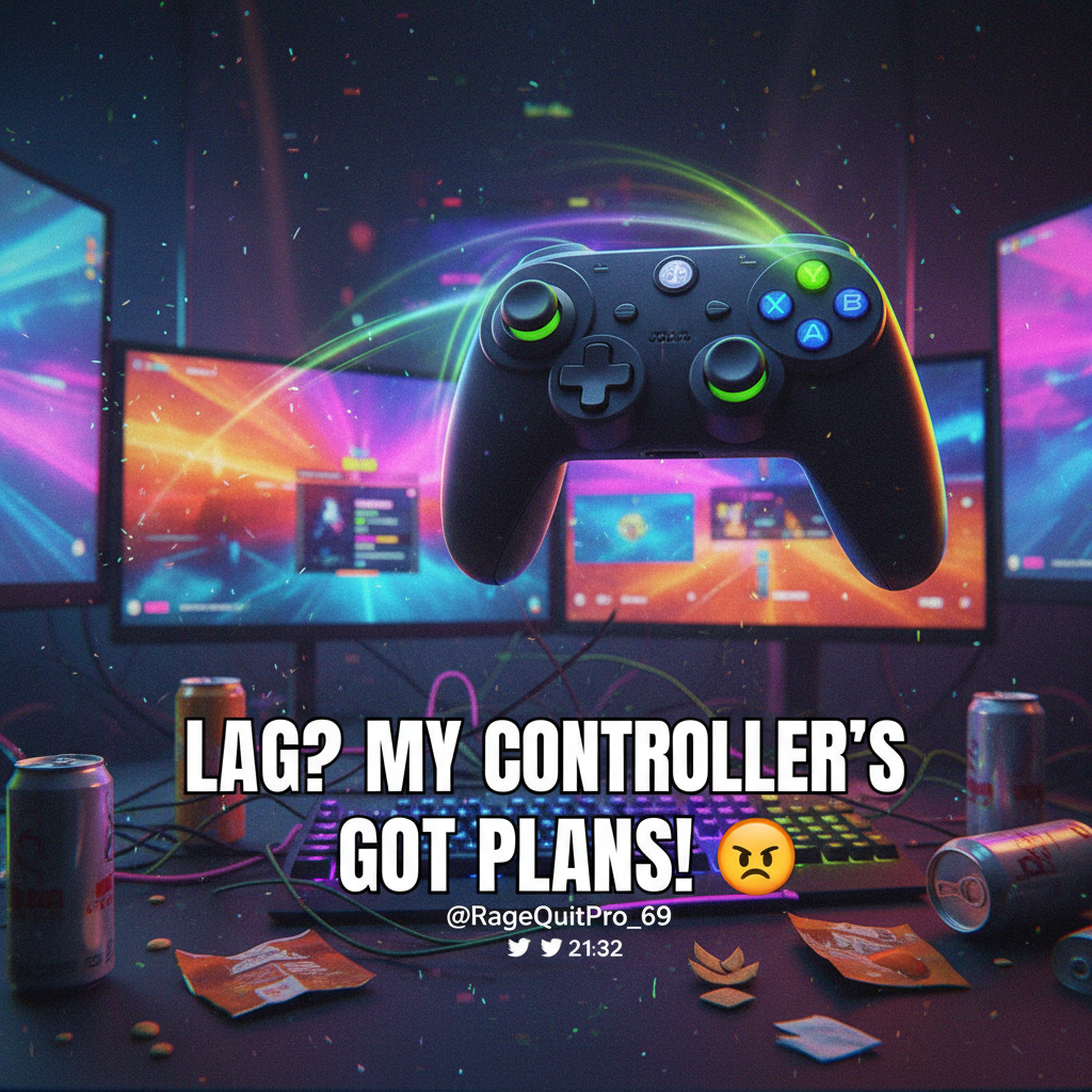My controller just flew across the room. It's fine. Everything's fine. #Gaming