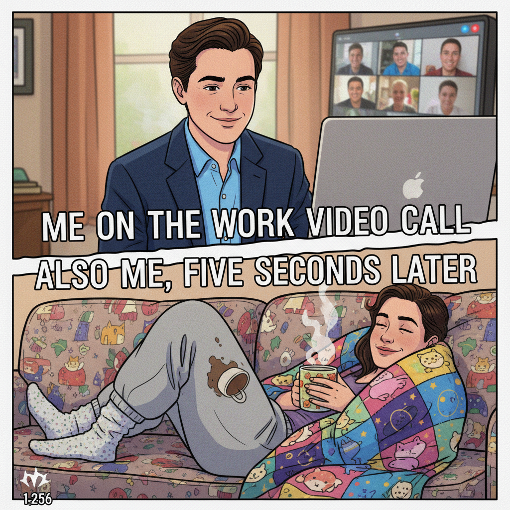 My 'work from home' outfit is 50% professional, 50% blanket. It's called balance. 💅