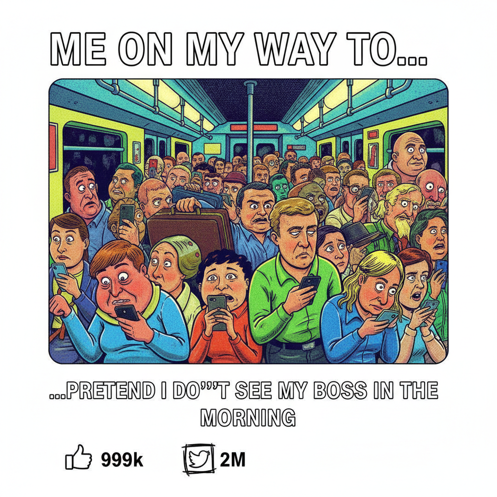 Public transport at 8 AM is just a social experiment on personal space.