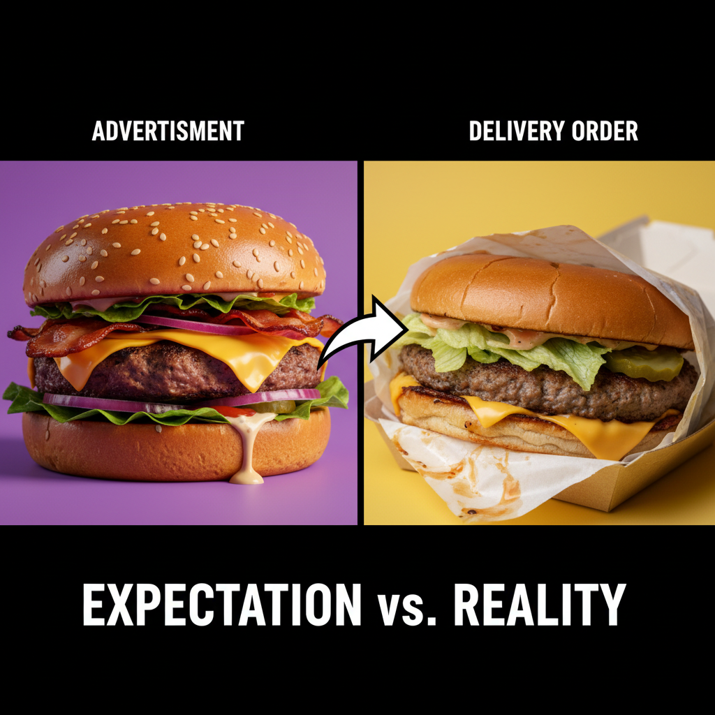 Ordered a gourmet burger, got a sad patty. My disappointment is immeasurable.