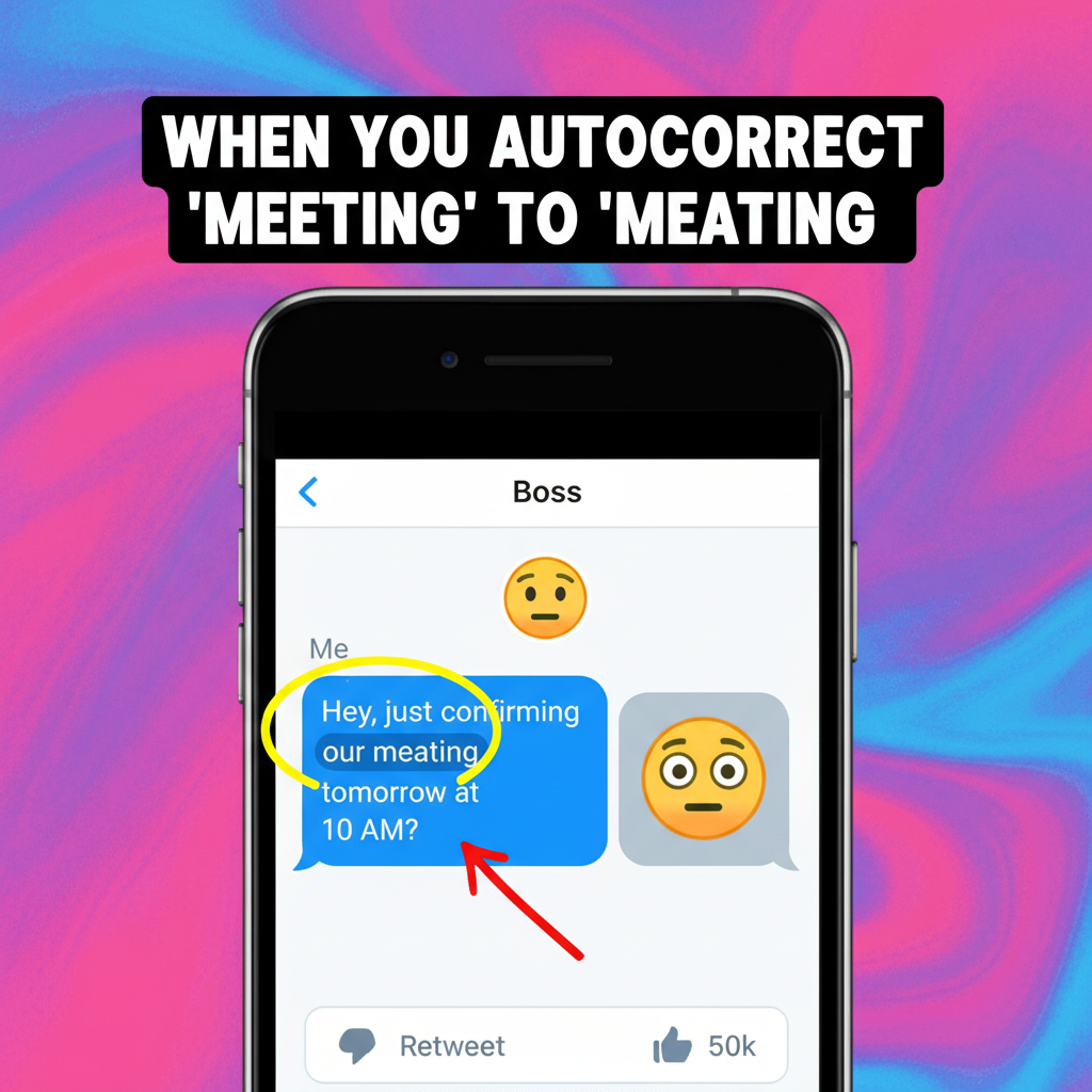 Autocorrect changed 'meeting' to 'meating'. My boss is now very confused.