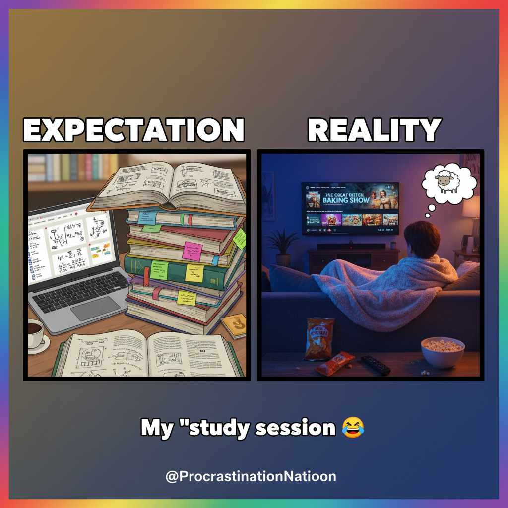 My brain during exam season: 'We need to study.' Also my brain: 'But what if we watched ONE more ep?'