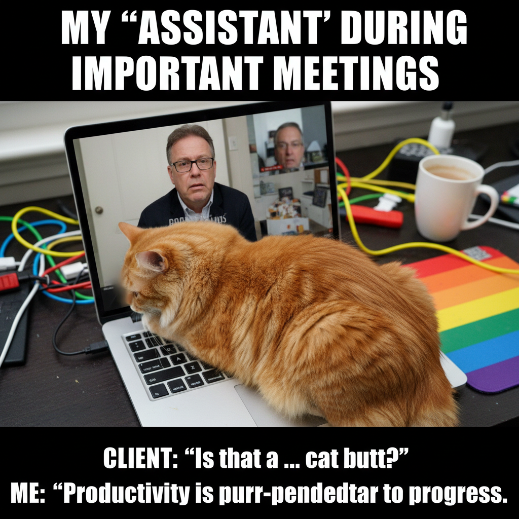 My cat just walked across my keyboard during a client Zoom. Pretty sure he signed a new contract.