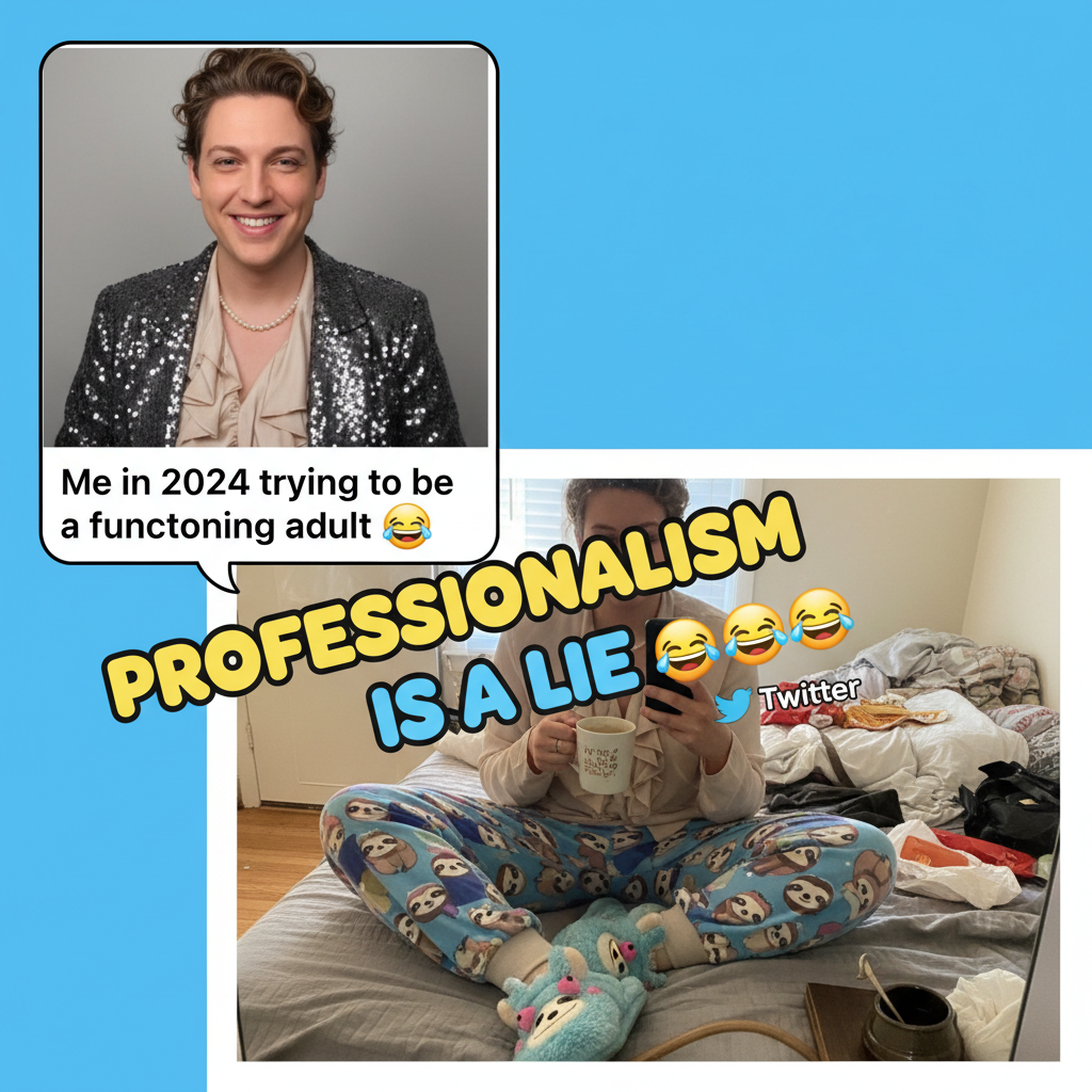 My 'work from home' outfit is 50% pajamas, 50% existential dread. It's fashion, look it up.