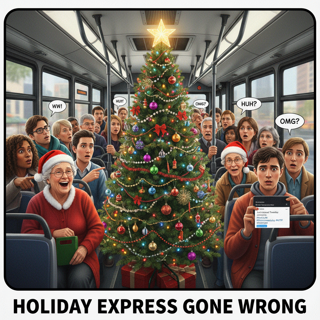 Someone just brought a full-sized Christmas tree onto the bus. It's April. #PublicTransport