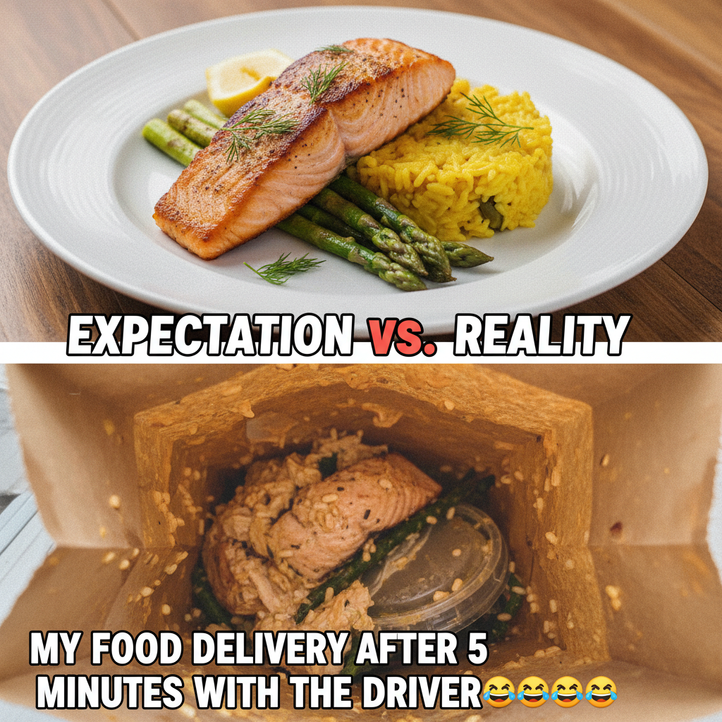 Food delivery expectation: gourmet meal. Reality: my order spilled everywhere. 😭