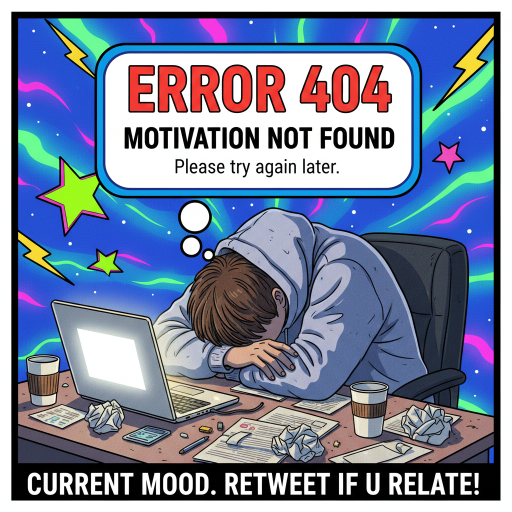 My brain on Monday morning: 'Error 404: Motivation not found.'
