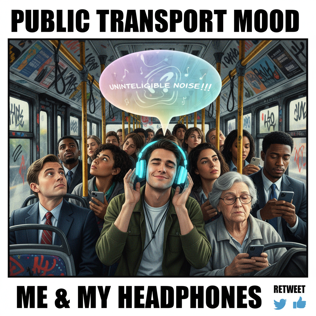 Public transport is just a social experiment on how long we can all pretend not to hear that.