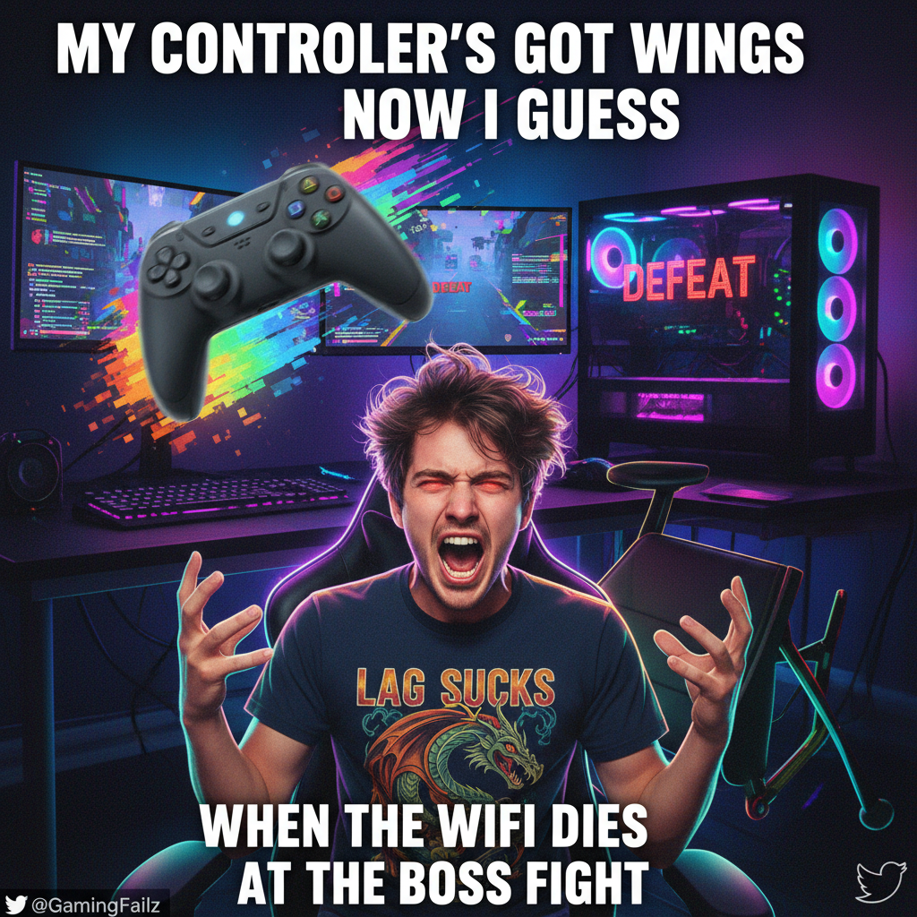 My controller just flew across the room. It wasn't my fault, the game cheated. #GamingRage