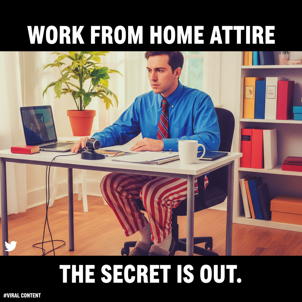 My 'work from home' outfit is 80% pajamas, 20% 'presentable for unexpected video call'.