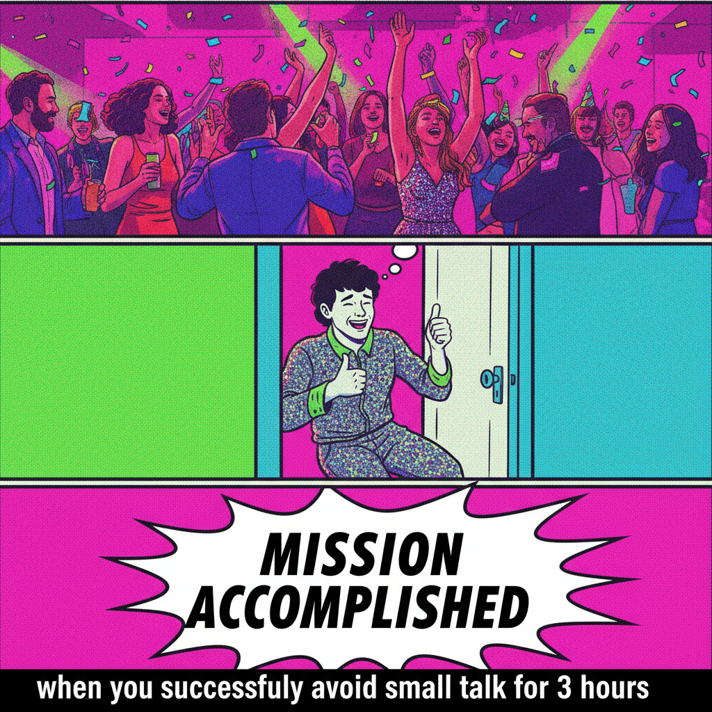 Introvert at a party: 'I've recharged enough, time to go home and recharge again.'