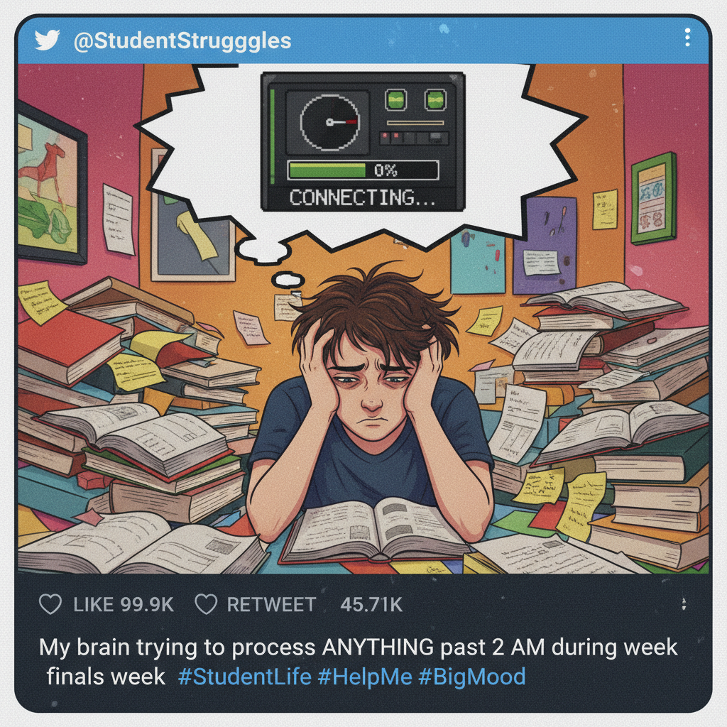 My brain during exam season: *dial-up modem sounds* 🧠💻 #StudentLife