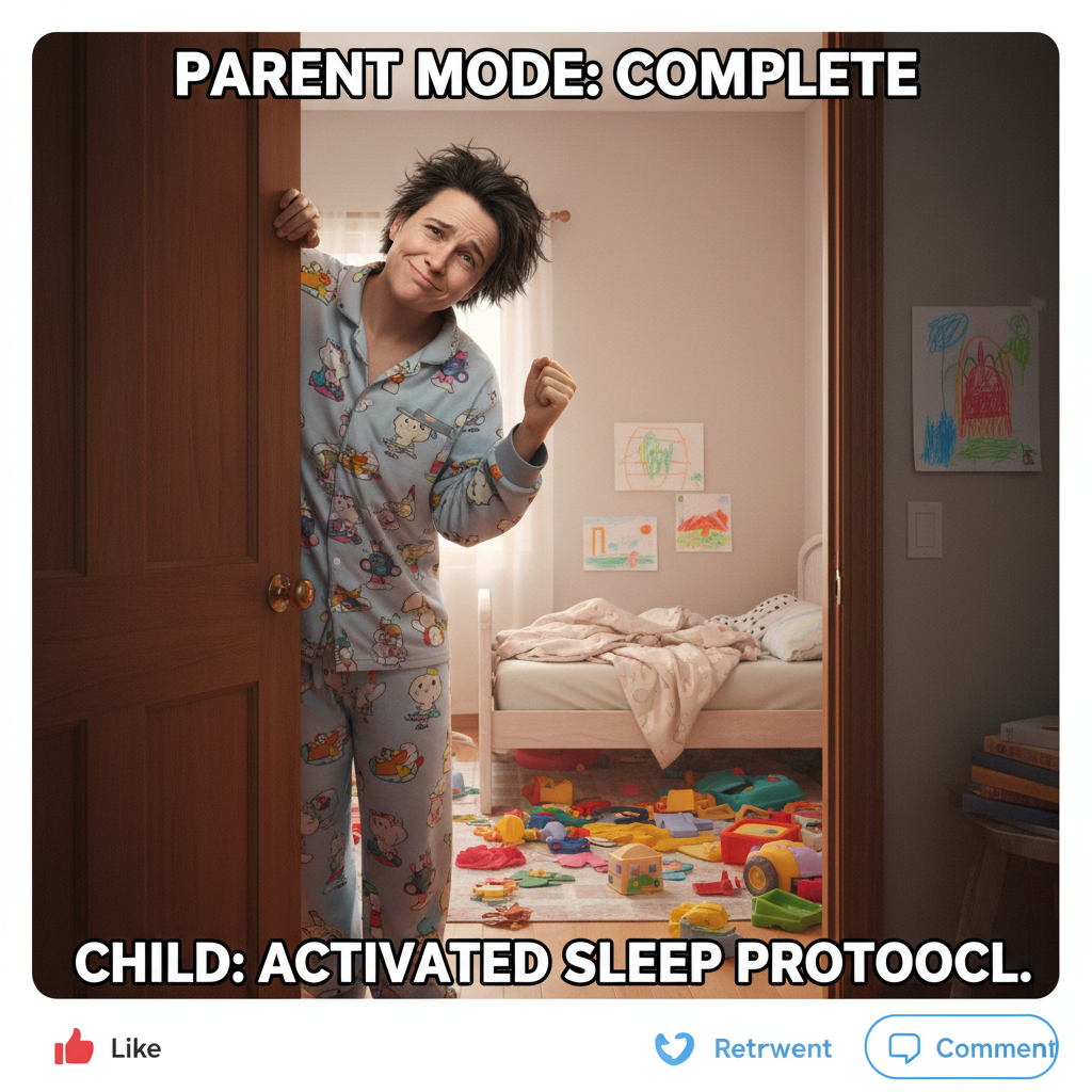 Just survived bedtime. Send wine and therapy. #ParentingIsReal