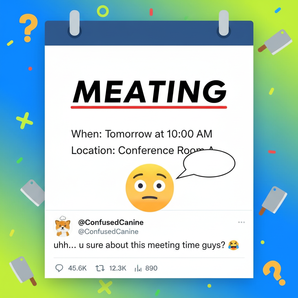My phone autocorrected 'meeting' to 'meating.' My calendar invite is now... interesting.
