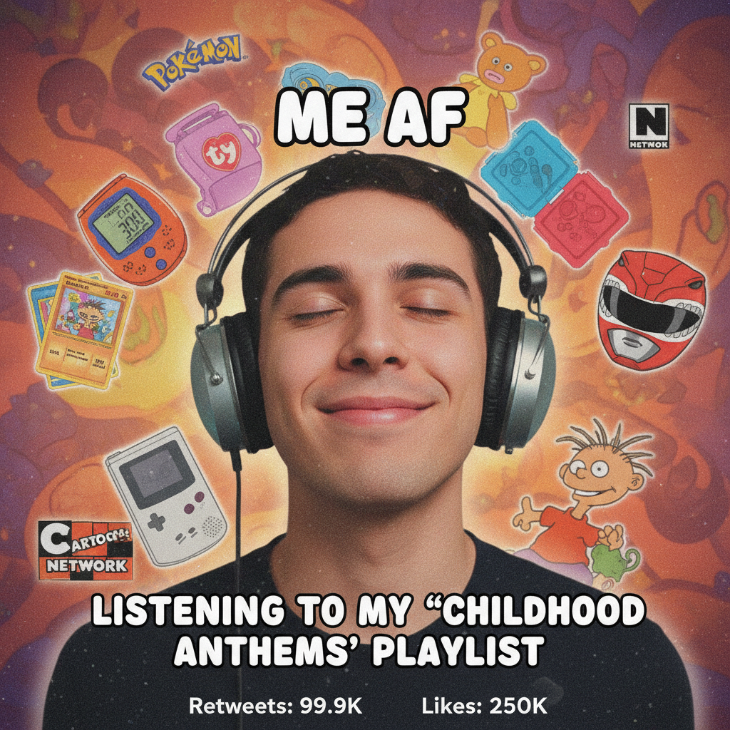 Hearing THAT song from your childhood and suddenly you're 8 again, no bills, just vibes.