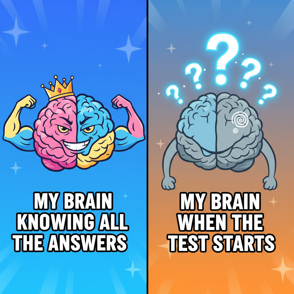 My brain during exam season: 'We're going to ace this!' My brain during the actual exam: 'What's a mitochondria?'