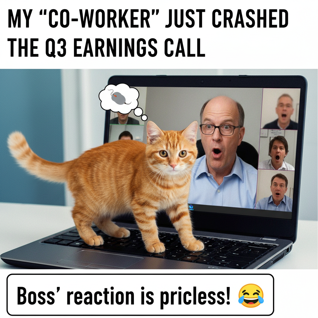 My pet walking across my keyboard during a video call. My boss just saw my search history.