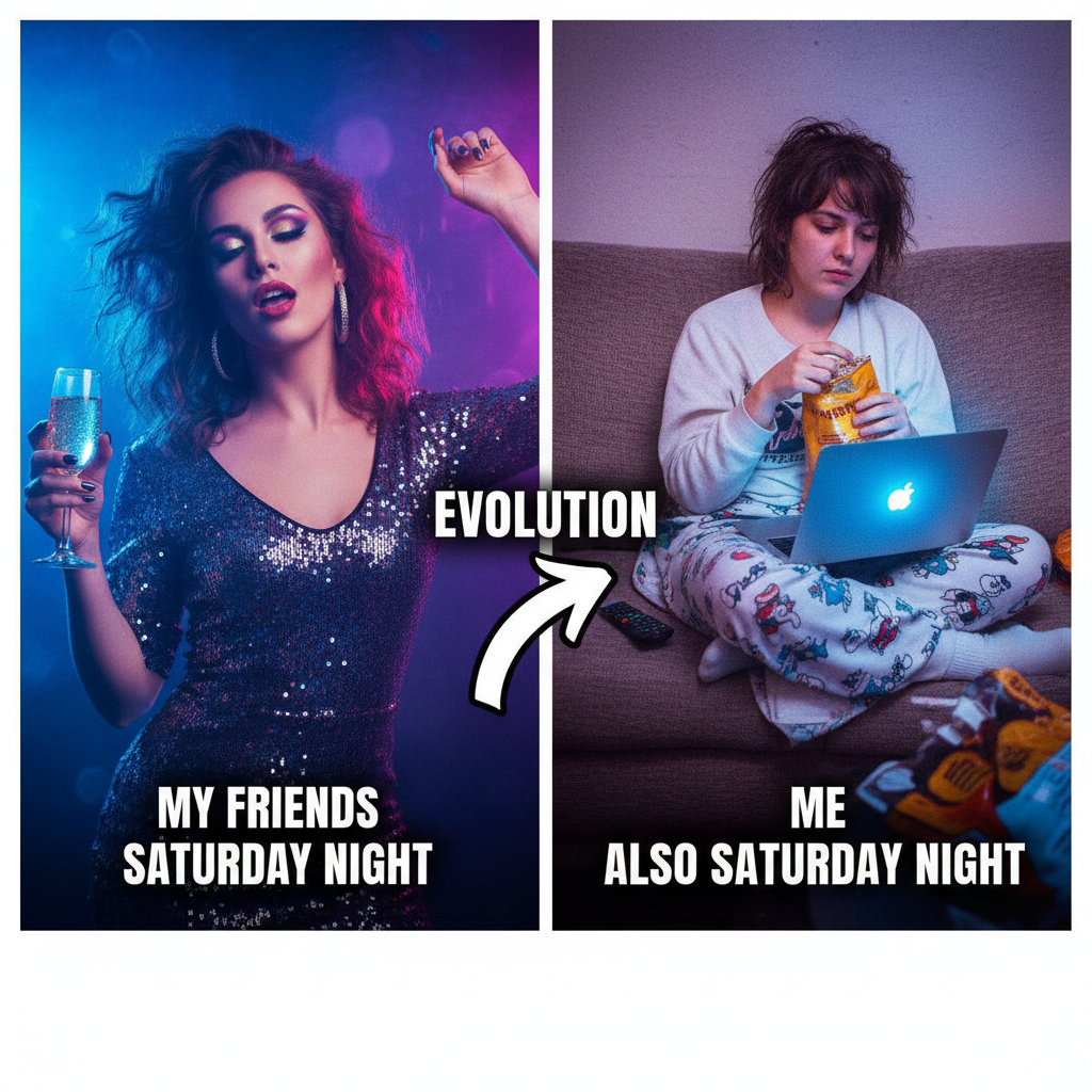 Friday night plans: clubbing. Friday night reality: debating if I should put on real pants.
