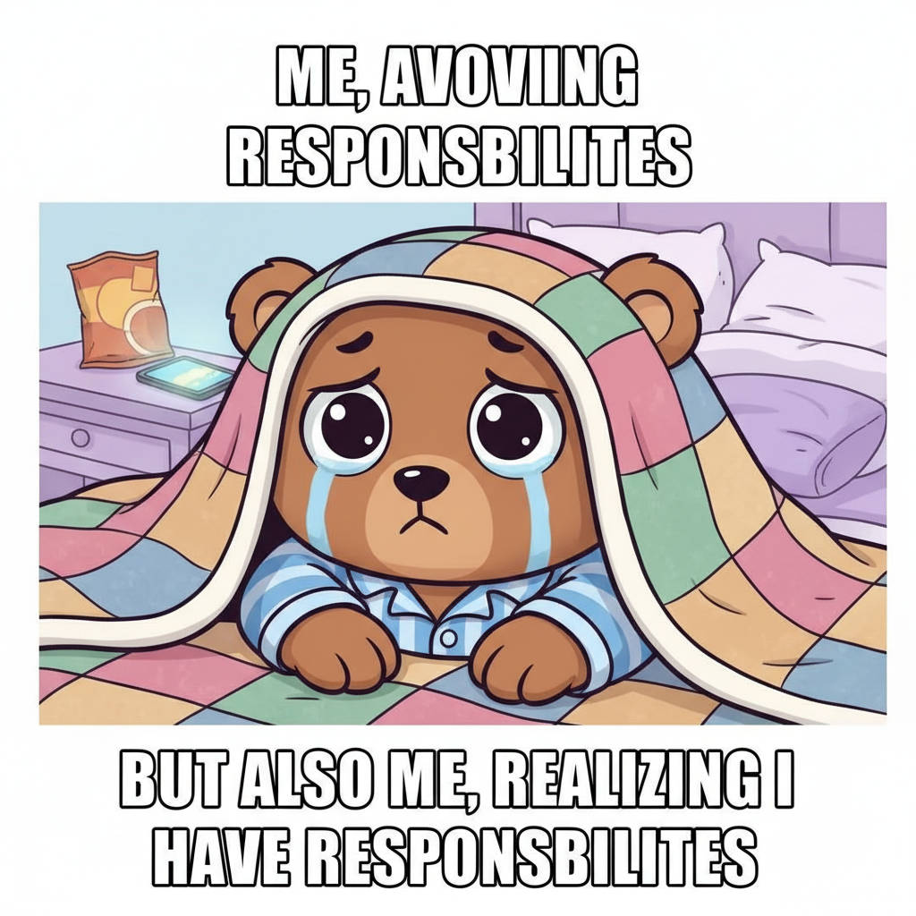 Seasonal depression hitting different this year. My spirit animal is a hibernating bear.