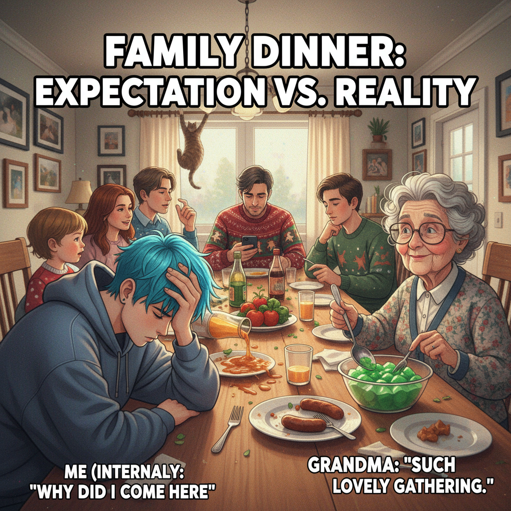 Grandma just asked if my 'internet friends' are coming to dinner. Send help.